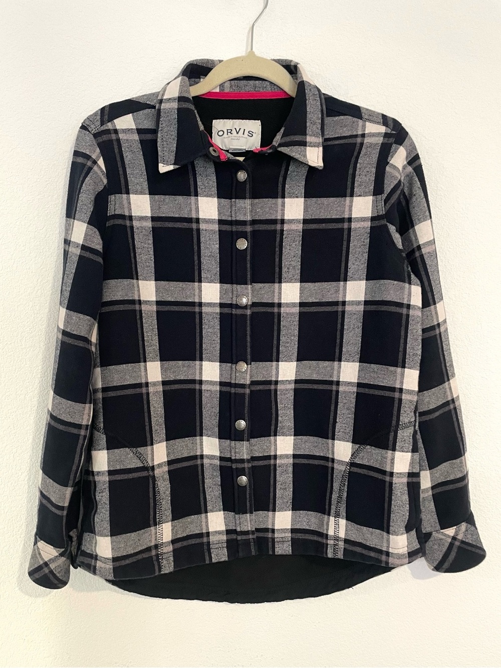 Orvis Women’s Black & White Plaid Button-Up Shirt Jacket